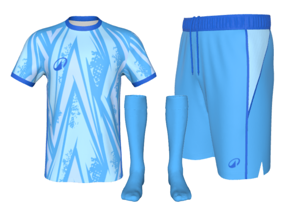 Cohesive blue goalkeeper kit designs.